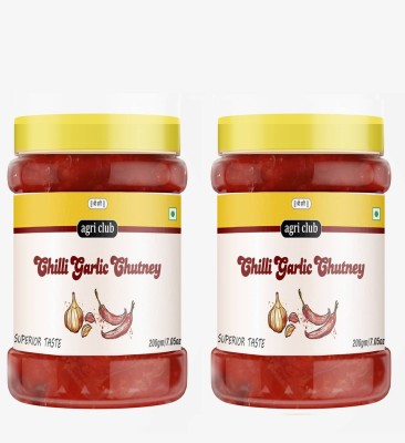AGRI CLUB Chilli garlic Chutney 400G(Each 200G) Chutney Paste(2x200 g)