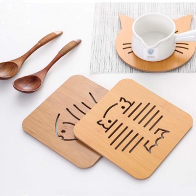 SHIDHMI Square Reversible Wood Coaster Set(Pack of 2)