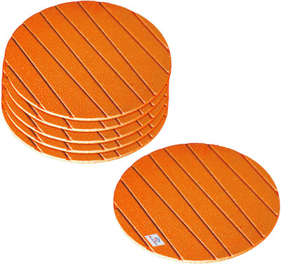 Heart Home Round Reversible Rubber Coaster Set(Pack of 6)