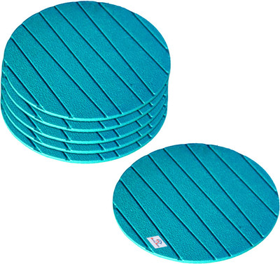 Heart Home Round Reversible Rubber Coaster Set(Pack of 6)