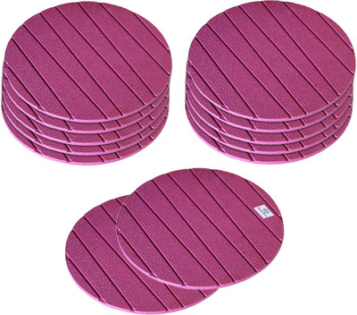 Heart Home Round Reversible Rubber Coaster Set(Pack of 12)