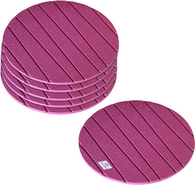 Heart Home Round Reversible Rubber Coaster Set(Pack of 6)