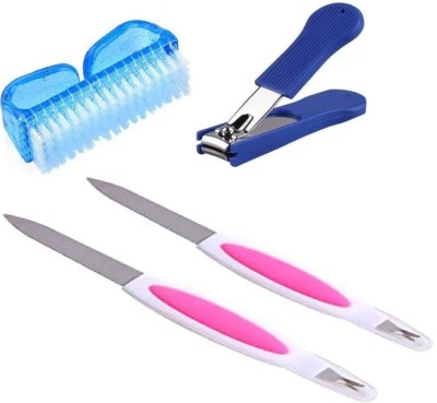 Glamezone 2 in 1 Manicure Pedicure Nail File Tool Cuticle Trimmer Cutter Remover for Women & Nail Clipper & Cutter with Nail Brush(3 Items in the set)