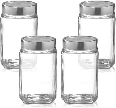 TREO Glass Utility Container  - 800 ml(Pack of 4, Clear)