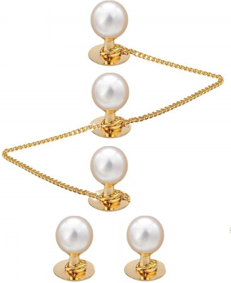 Vama Fashions Metal Cufflink(White)