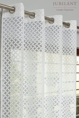 JUBILANT HOME FASHION 150 cm (5 ft) Window Net Semi Transparent Curtain (Pack Of 2)(White, Self Design)