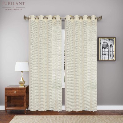 JUBILANT HOME FASHION 210 cm (7 ft) Net Semi Transparent Door Curtain (Pack Of 2)(Self Design, Cream)
