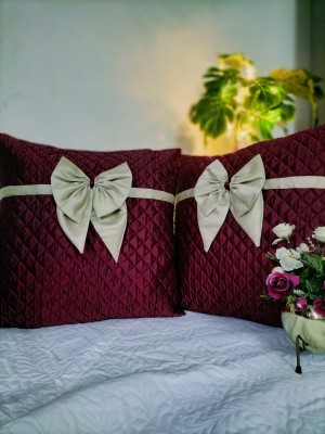 A CUBE LUXURY SOLUTIONS Silk Cushions Cover(Pack of 2, 60 cm*60 cm, Maroon)