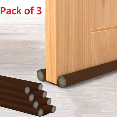 SmartCam Door Bottom Sealing Strip Guard for Home Twin Under Door Draft Fabric Cover Gap Sealer - Stops Light/Dust/Cool-Hot Air Escape Sound-Proof Reduce Noise (Size-39 inch) -PACK OF 3 Floor Mounted Door Stopper(Brown)