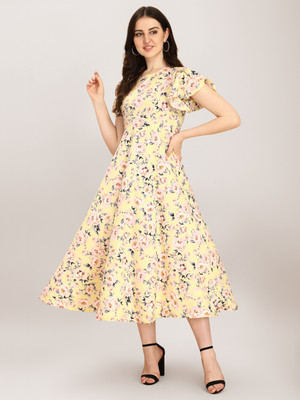 Oomph! Women A-line Multicolor Maxi/Full Length Dress