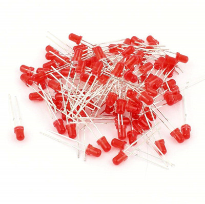 INVENTO 50 Pcs 5mm Round Diffused Red Color LED Light Bulb Lamp Light Emitting Diode DC 1.5V - 3V for DIY Projects Automotive Electronic Hobby Kit
