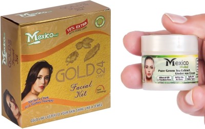 Mexico GOLD FACIAL KIT AND ALOEVERA UNDER EYE COMBO , USE TO REMOVE DARK CIRCLES FROM EYES AND PROVIDE SOOTHING FRESH EYES | FACIAL KIT USED TO PROVIDE GLOW , REMOVE DARKSPOT ANF PROVIDE BRIDAL LIKE GLOW(2 x 55 g)