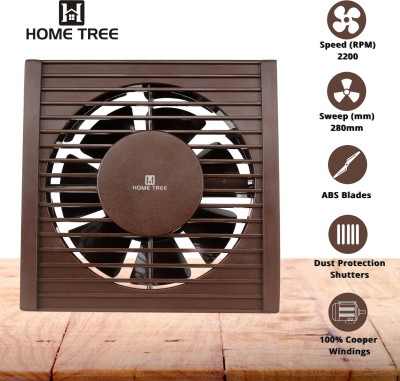 Home Tree Ultra 6 inch New Ventilation fan 5 Star 150 mm 7 Blade Exhaust Fan(Anti Dust | Brown | Pack of 1)