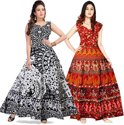 Shree Disha Flared/A-line Gown(Maroon, Black)