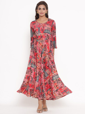 VEDANA Flared/A-line Gown(Red)