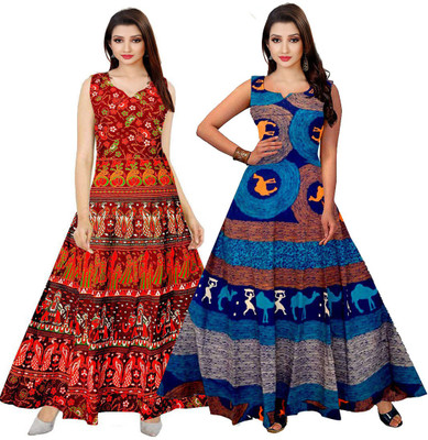 Shree Disha Flared/A-line Gown(Maroon, Blue)