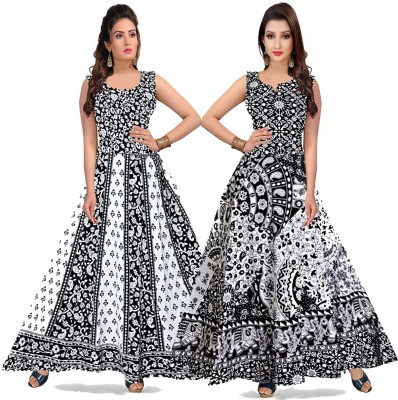 Shree Disha Flared/A-line Gown(Black, Black)