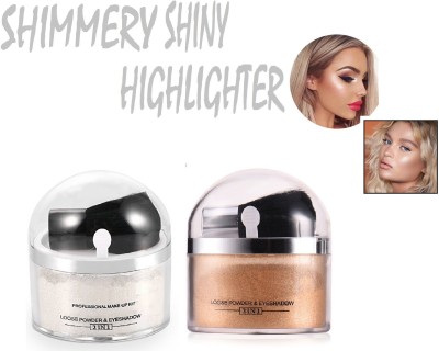 tanvi27 ILLUMINATOR SHIMMERY SHINY GLOW FACE MAKEUP POWDERY SILVERY HIGHLIGHTER FOR ALL TYPE SKIN TONE SILVER & GOLD DUAL Highlighter(SILVER & GOLD)