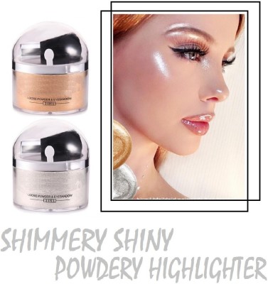 tanvi27 BEST ILLUMINATOR SHIMMERY SHINY FACE MAKEUP POWDERY SILVERY HIGHLIGHTER FOR ALL TYPE SKIN TONE SILVER & GOLD COMBO Highlighter(SILVER & GOLD)