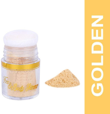 ADJD SHIMMERY SHINY & POWDER GLITTER GOLD SHINY HILIGHTER WITH PUFF Highlighter(GOLD)