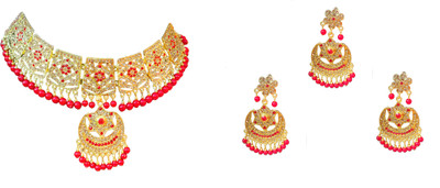 Sheetal Metal, Stone Gold-plated Gold, Red Jewellery Set(Pack of 1)