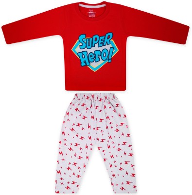 The Boo Boo Club Baby Boys & Baby Girls Casual T-shirt Pyjama(RED)