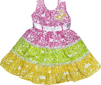 LITTLE PANDA Baby Girls Midi/Knee Length Casual Dress(Pink, Sleeveless)