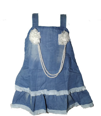 OMG Collection Baby Girls Midi/Knee Length Casual Dress(Multicolor, Sleeveless)