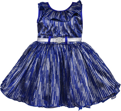 Wish Karo Baby Girls Midi/Knee Length Party Dress(Blue, Sleeveless)