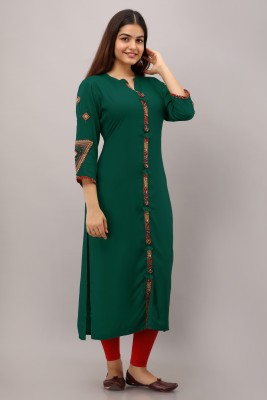 PREKSHA Women Embroidered Straight Kurta(Multicolor)