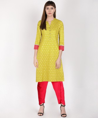 Rangmanch by Pantaloons Women Printed Straight Kurta(Green)