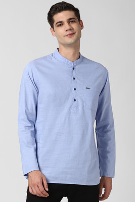 PETER ENGLAND Men Solid Straight Kurta(Light Blue)