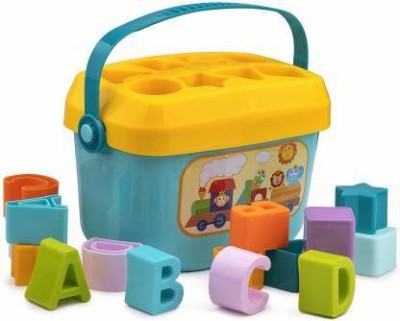 wonder digital Toddlers Toys Basic Baby First Sorting Blocks with Colourful Shapes and Alphabets Learning Toy Activity Game for Kids Educational Development Toy Game with Storage Bucket Alphabets and Shape Learning Blocks Sorting Blocks for Baby (16 Blocks)(Multicolor)
