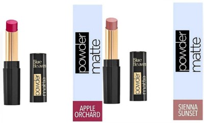 BLUE HEAVEN POWDER MATTE APPLE ORCHARD RM09 (3.5g) +SIENNA SUNSET N03 (3.5g) LIPSTICKS(Red, Brown, 7 g)