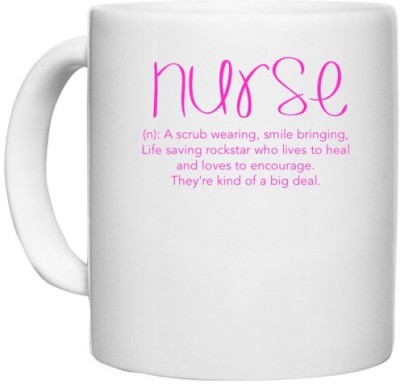 UDNAG White Ceramic Coffee / Tea 'Nurse' Perfect for Gifting [330ml] Ceramic Coffee Mug(330 ml)