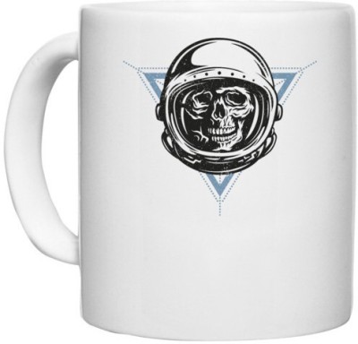 UDNAG White Ceramic Coffee / Tea 'Death | Caveira Astronauta skull' Perfect for Gifting [330ml] Ceramic Coffee Mug(330 ml)