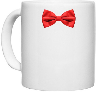 UDNAG White Ceramic Coffee / Tea 'Bow tie | Red bow tie' Perfect for Gifting [330ml] Ceramic Coffee Mug(330 ml)