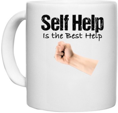 UDNAG White Ceramic Coffee / Tea 'Self Help | Self help is the best help' Perfect for Gifting [330ml] Ceramic Coffee Mug(330 ml)
