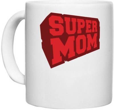UDNAG White Ceramic Coffee / Tea 'Mother, red | Super Mom' Perfect for Gifting [330ml] Ceramic Coffee Mug(330 ml)