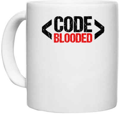 UDNAG White Ceramic Coffee / Tea 'Coder | Code blooded' Perfect for Gifting [330ml] Ceramic Coffee Mug(330 ml)