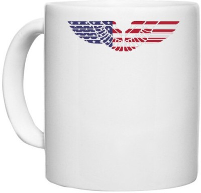 UDNAG White Ceramic Coffee / Tea 'Flag | American Flag' Perfect for Gifting [330ml] Ceramic Coffee Mug(330 ml)