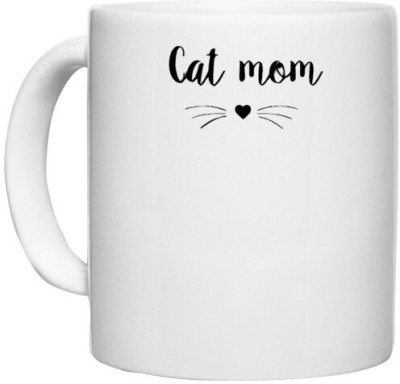 UDNAG White Ceramic Coffee / Tea 'Mom | Cat Mom' Perfect for Gifting [330ml] Ceramic Coffee Mug(330 ml)