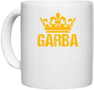 UDNAG White Ceramic Coffee / Tea 'Gujju | Garba' Perfect for Gifting [330ml] Ceramic Coffee Mug(330 ml)