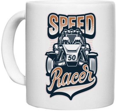 UDNAG White Ceramic Coffee / Tea 'Racer | Speed Car Racer' Perfect for Gifting [330ml] Ceramic Coffee Mug(330 ml)