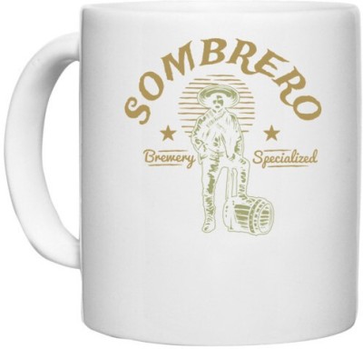 UDNAG White Ceramic Coffee / Tea 'Wild wild west | Sombrero' Perfect for Gifting [330ml] Ceramic Coffee Mug(330 ml)