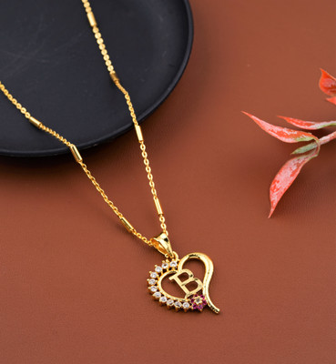 Twillet Heart Ruby B Latter Diamond Gold-plated Plated Alloy Chain Set