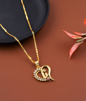 Twillet Heart Ruby G Latter Diamond Gold-plated Plated Alloy Chain Set