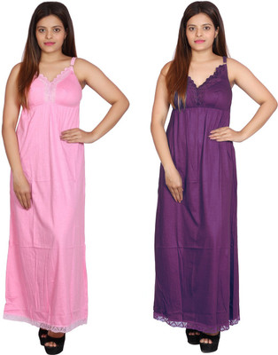 Rylie Women Nighty Set(Pink, Purple)
