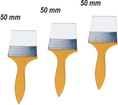 NOZOMI Artist Quality Synthetic Flat Paint Brush (Wash) 2 Inch (50 mm) - Value Pack of 3 Pc.(Brown)