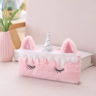 Dallao Unicorn Canvas Art Canvas Pencil Box(Set of 1, Pink)